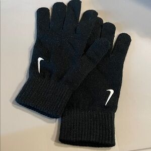 Nike Black Knit Gloves with White Logo